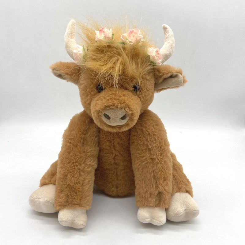 Highland Cow Simulation Scottish Highland Cattle Joint Activities Plush Doll Long Hair Vocal Yak