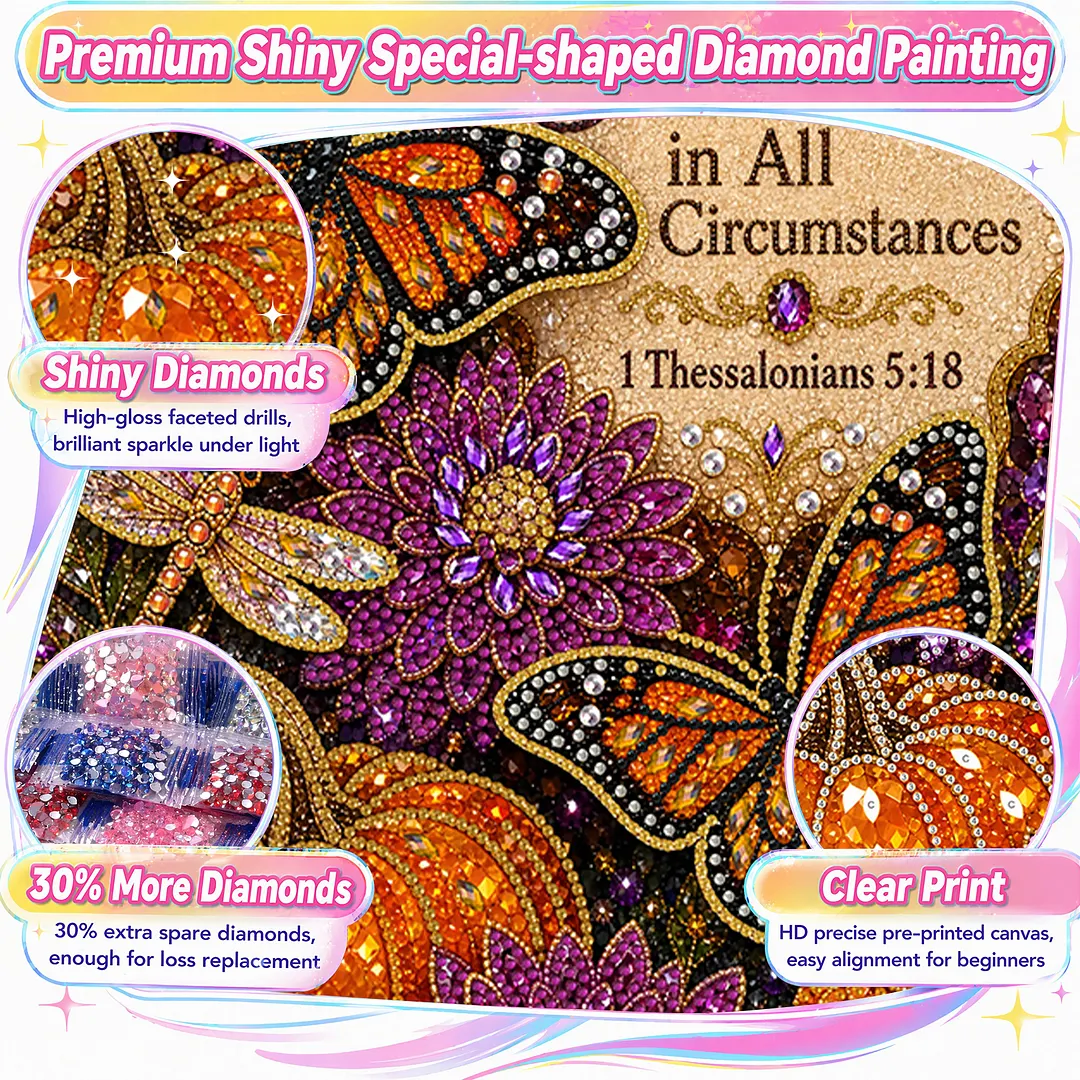 Butterfly Pumpkin Thanks Diamond Painting Kits for Adults Beginners 30x40cm