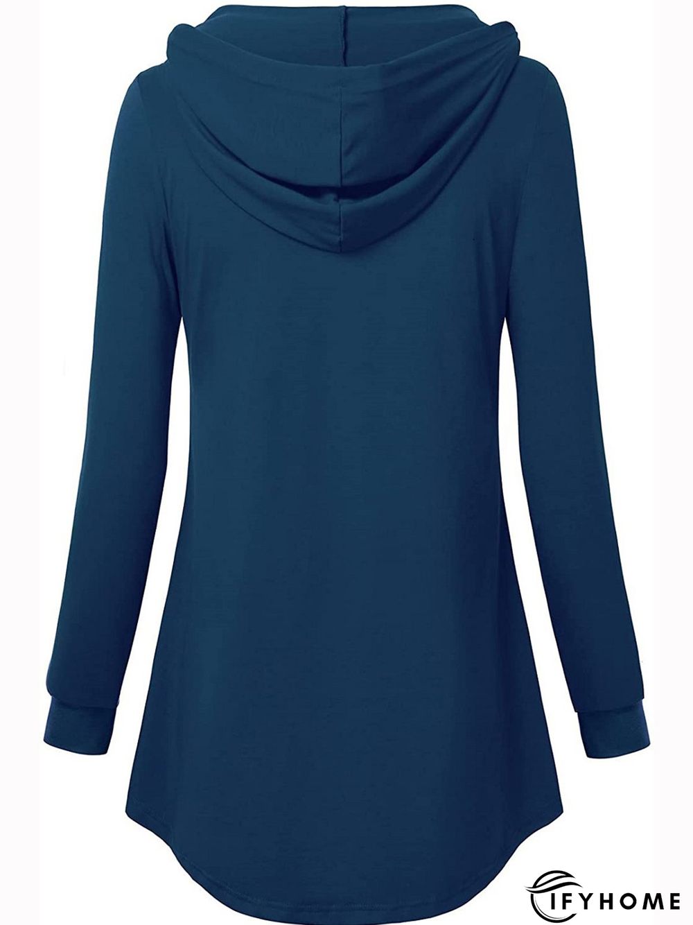 Cotton Blends Button Hooded Sweatshirt Long Sleeve  Casual Top | IFYHOME