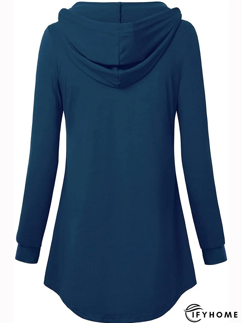 Cotton Blends Button Hooded Sweatshirt Long Sleeve  Casual Top | IFYHOME