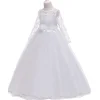 Kid Girl Long Bridesmaid Bow Gown Princess Party Wedding Dress