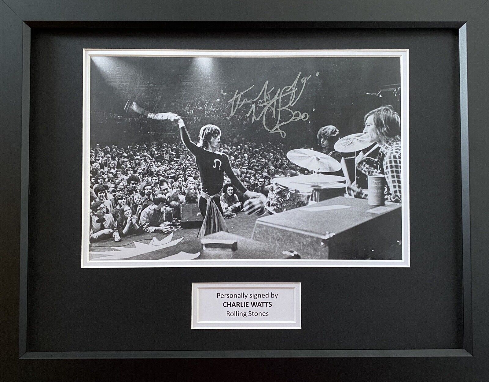 Charlie Watts Hand Signed Photo Poster painting In 16x12 Frame Display, Rolling Stones, 2