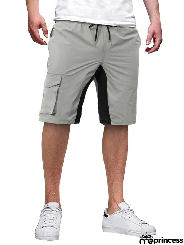 Male Contrast Color Drawstring Casual Summer Shorts