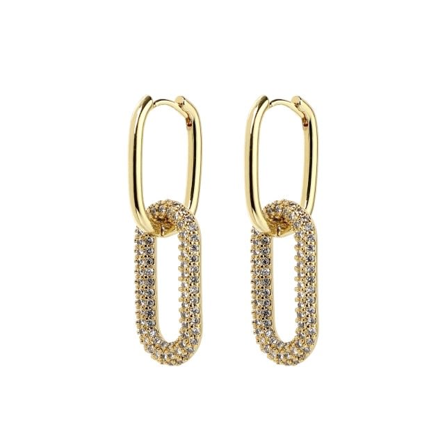 YOY-1 Pair fashion gold geometric Oval Rectangle hoop earrings