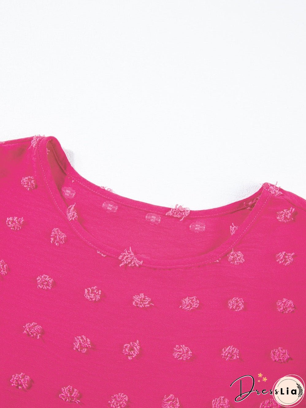 Strawberry Pink Jacquard Ruffle Sleeve Plus Size Mini Dress