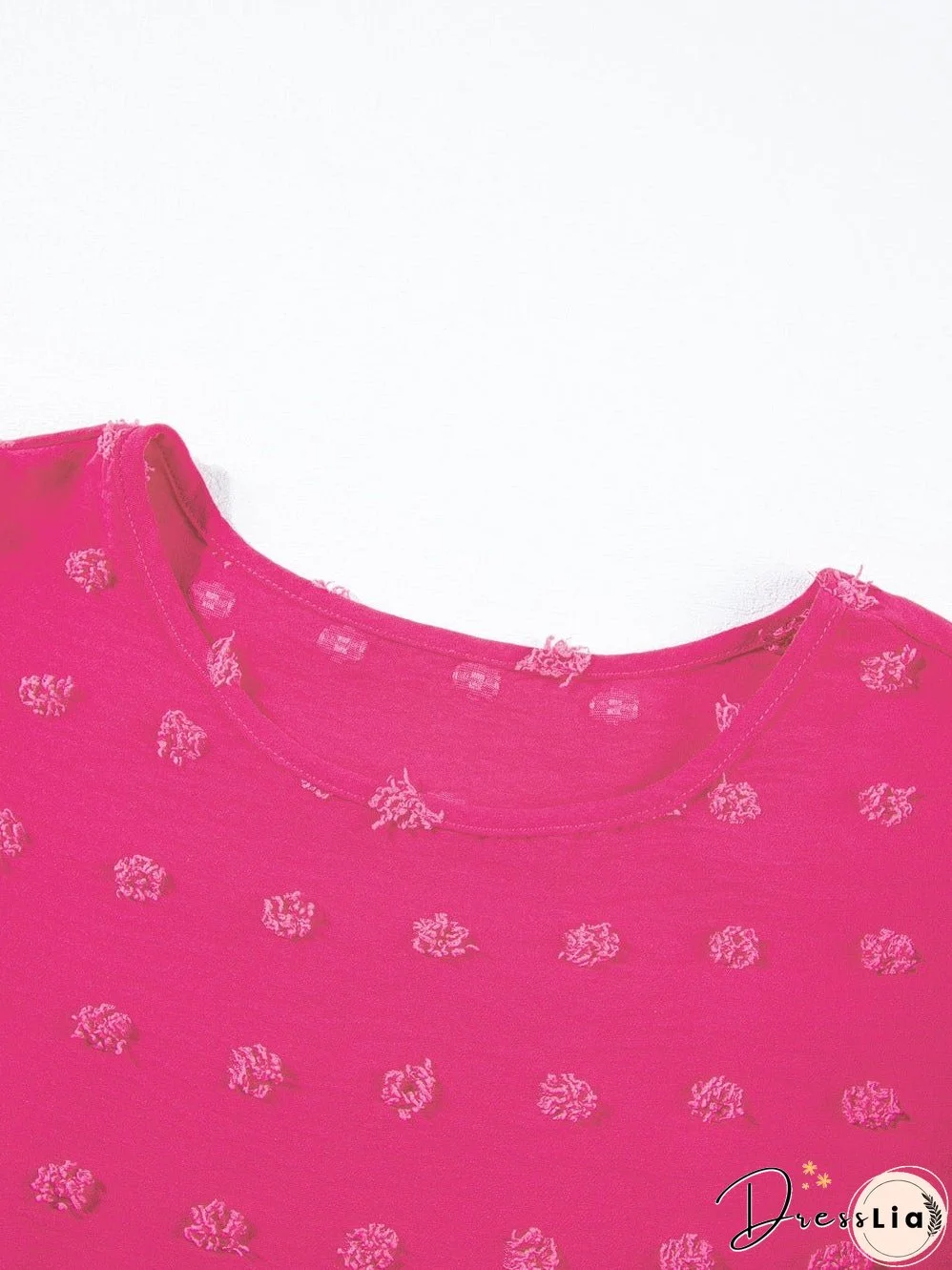 Strawberry Pink Jacquard Ruffle Sleeve Plus Size Mini Dress