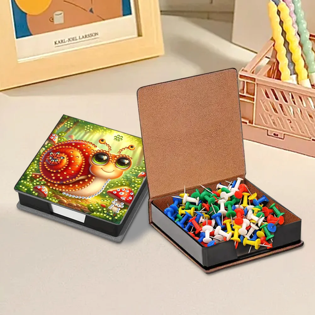 PU Snail Diamond Painting Notecard Box with Papers for DIY Art Craft