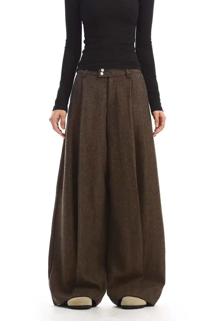 Flowy Wide Leg Trousers with Floor Length Hem