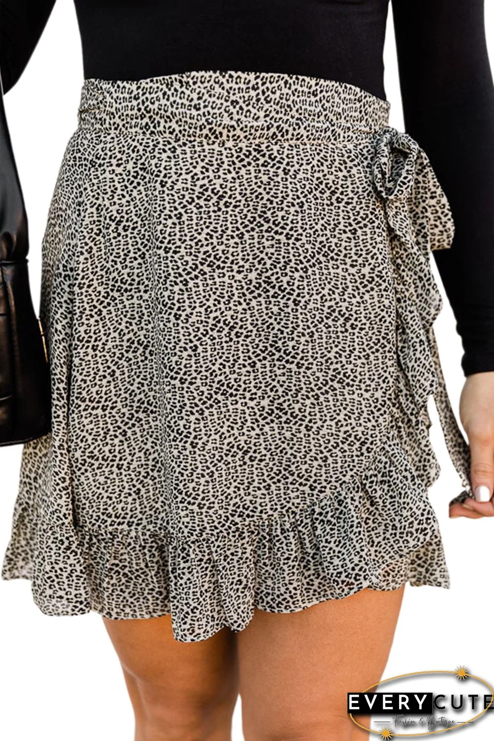 Leopard Wrap Ruffle Skirt