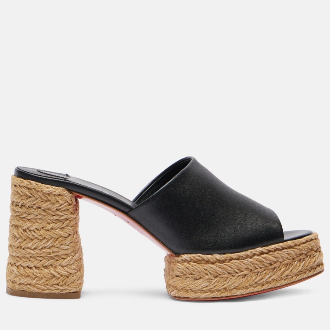 85mm Women's Chunky Red Bottom Sandals Waterproof Platform Straw Rope Mules Sandals-MERUMOTE