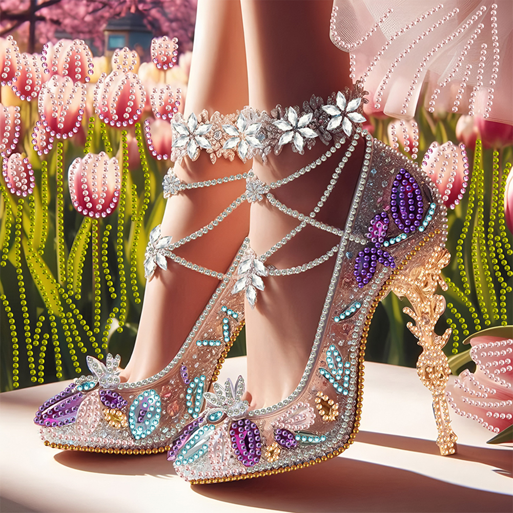Exquisite High Heels 30*30cm(canvas) special shaped drill diamond painting