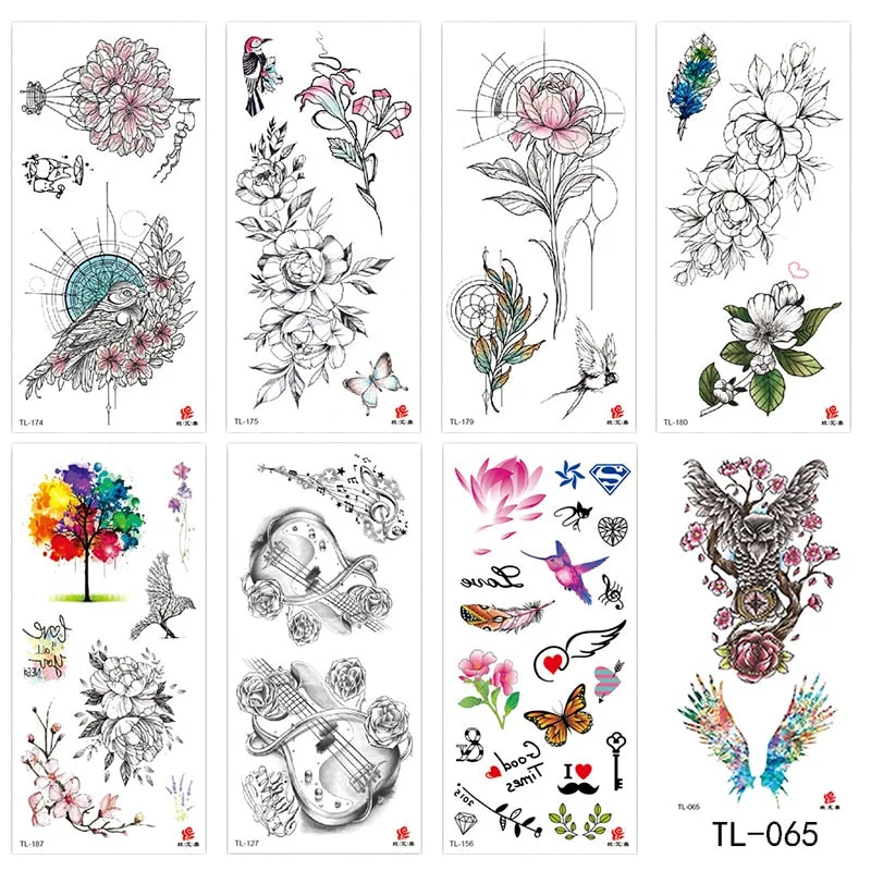 Flower animal totem romantic beautiful bird fragrance waterproof lasting men and women personality temporary tattoo stickers