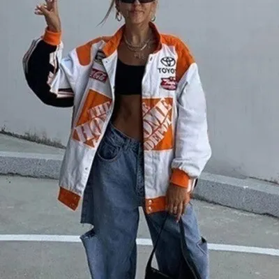 Women's Winter New Printed Casual Loose Long Sleeve Windbreaker Jacket Trend Hooded Jacket Fashion