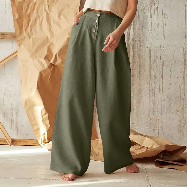 Casual Solid Color High Waist Pants
