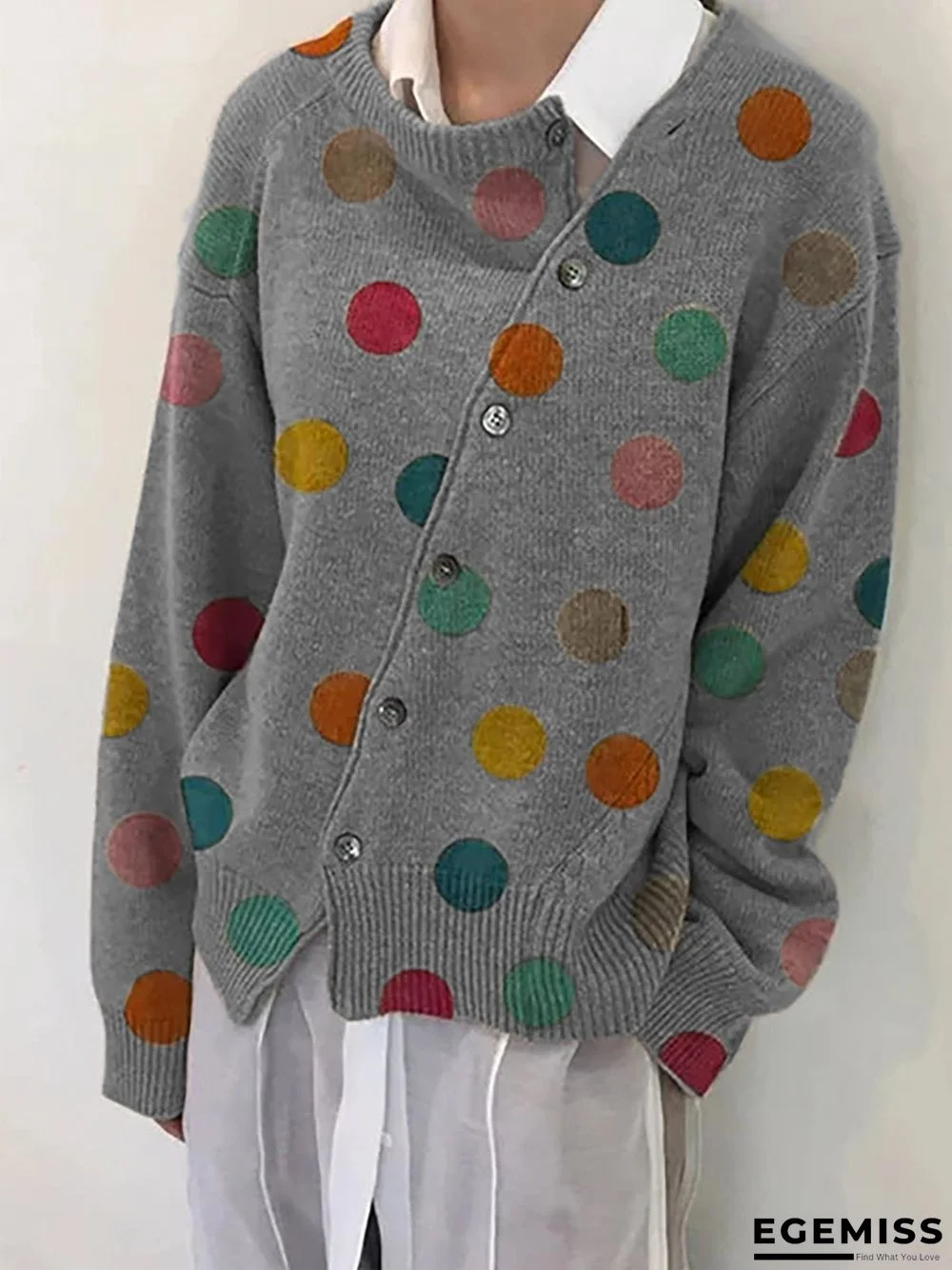 Acrylic Casual Polka Dots Sweater | EGEMISS