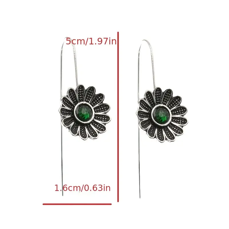 exquisite silvery flower with green   decor dangle earrings elegant     female gift 3