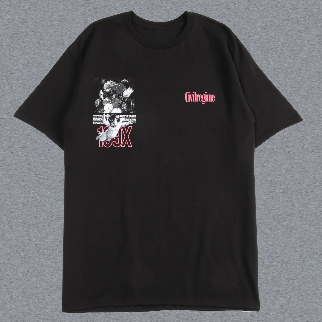 Civilregime Skull Floral Print Short Sleeve T-Shirt