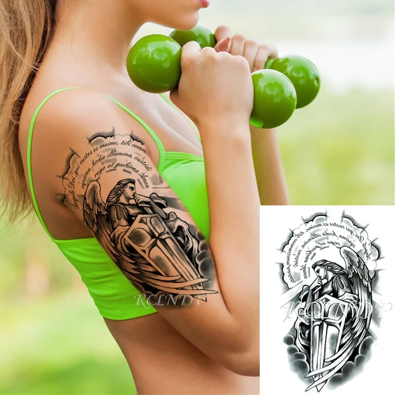 Waterproof Temporary Tattoo Sticker Wolf Crow Bird Forest Tree Black Fake Tatto Flash Tatoo Arm Leg Big Art for Women Men