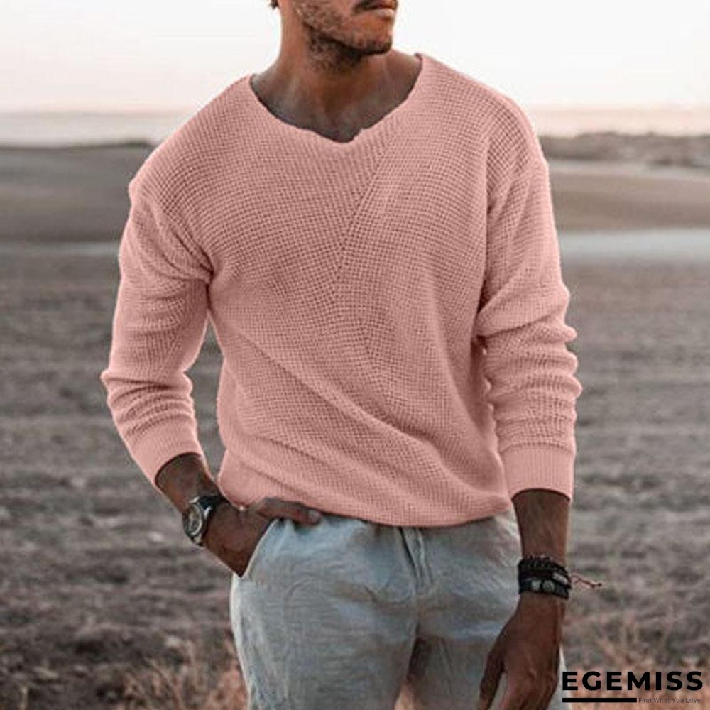 Long Sleeve Round Neck White Slim Fit Men's Sweater | EGEMISS