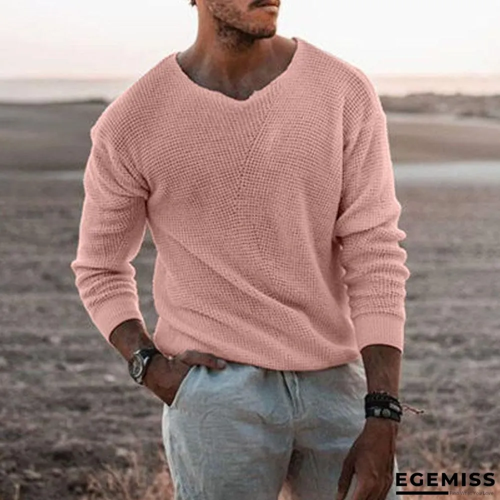 Long Sleeve Round Neck White Slim Fit Men's Sweater | EGEMISS