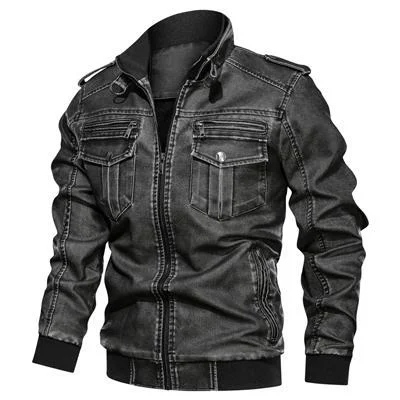 Men Leather Jacket Killer Vintage Motorcycle Faux Leather Coat Fashion PU Plus Size L-Bomber Jacket