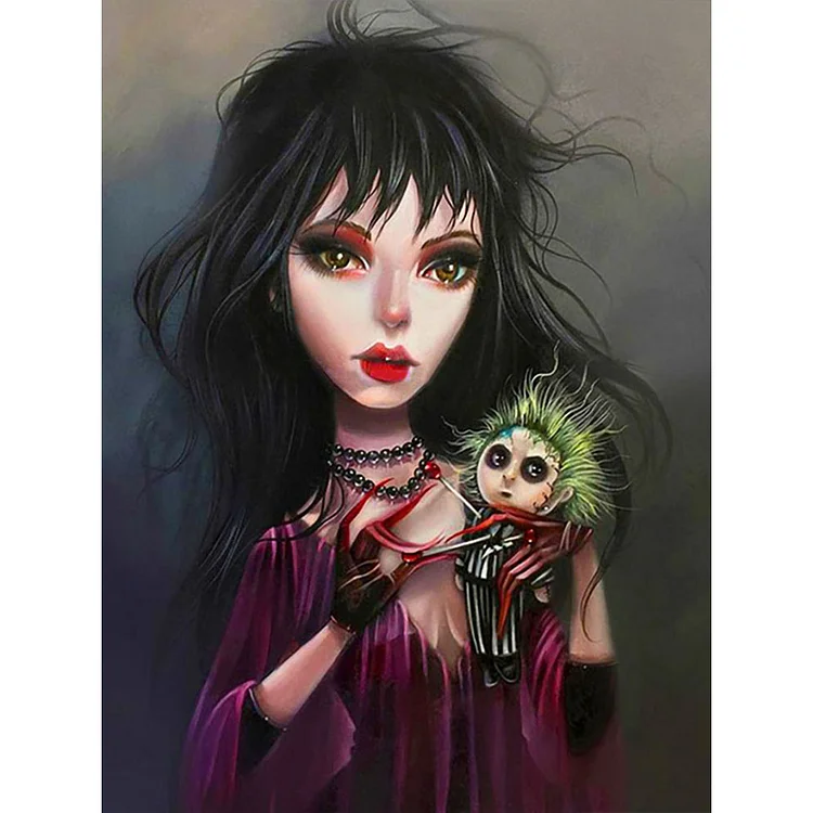 Horror Doll Girl 30*40cm (Canvas) Full Round Drill Diamond Painting gbfke