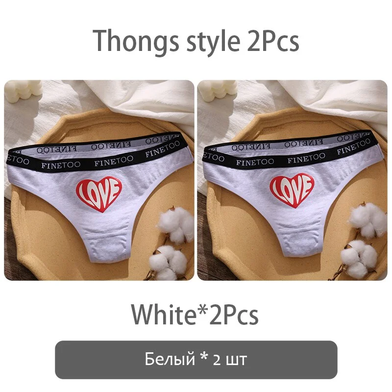 FINETOO Fashion Printing Panties Love Heart Cotton Underwear Women M-2XL Female Underpants Plus Size Girls Briefs Lingerie 2021