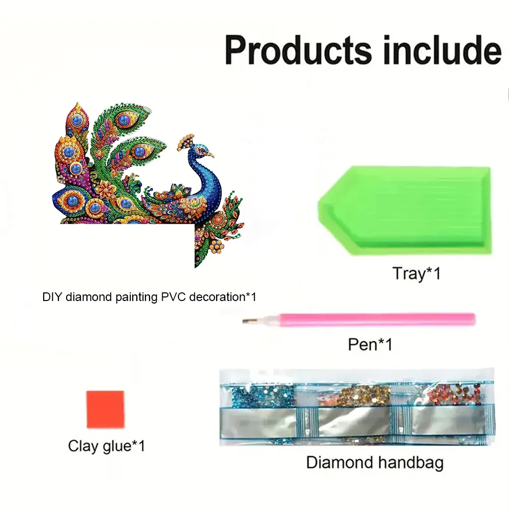 Peacock 2D Flat Diamond Painting Door Corner Sign DIY Door Frame Decoration