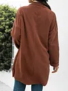 Fashion Loose Solid Color Long Sleeves Lapel Cardigan Woolen Outerwear