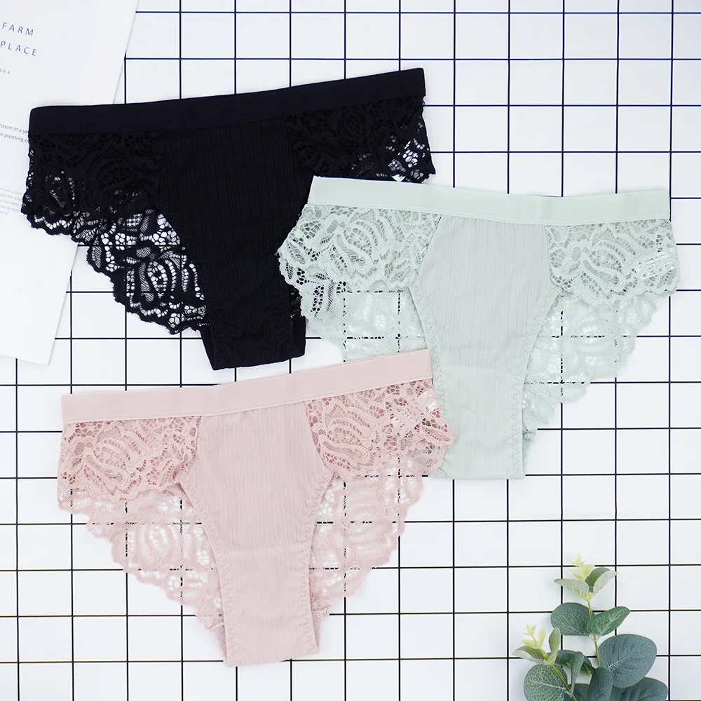 Billionm Fashion Underwear Women Lace Panties Ladies Sexy Seamless Mid Rise Briefs S-XXL Solid Color Panty Female Underwear