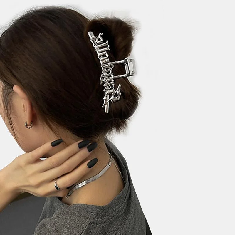 Silver Letter Shark Hairpin
