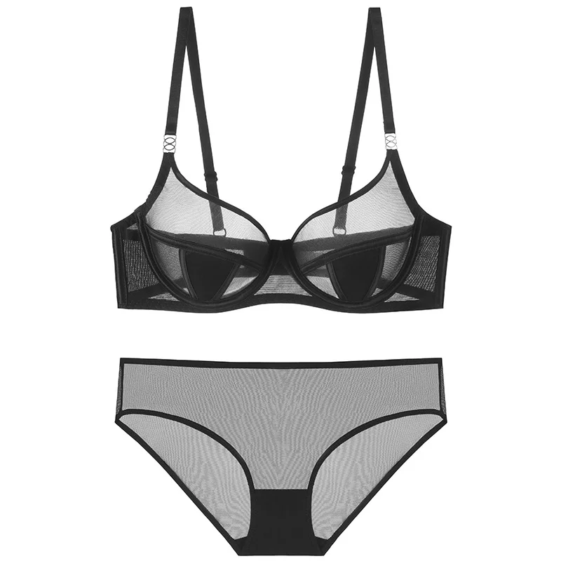 Churchf Ultra-Thin Sexy Lingerie Suit Young Women On The Rabbit Ear Jelly Thin Cup Big Chest Small Soft Steel Ring Bra