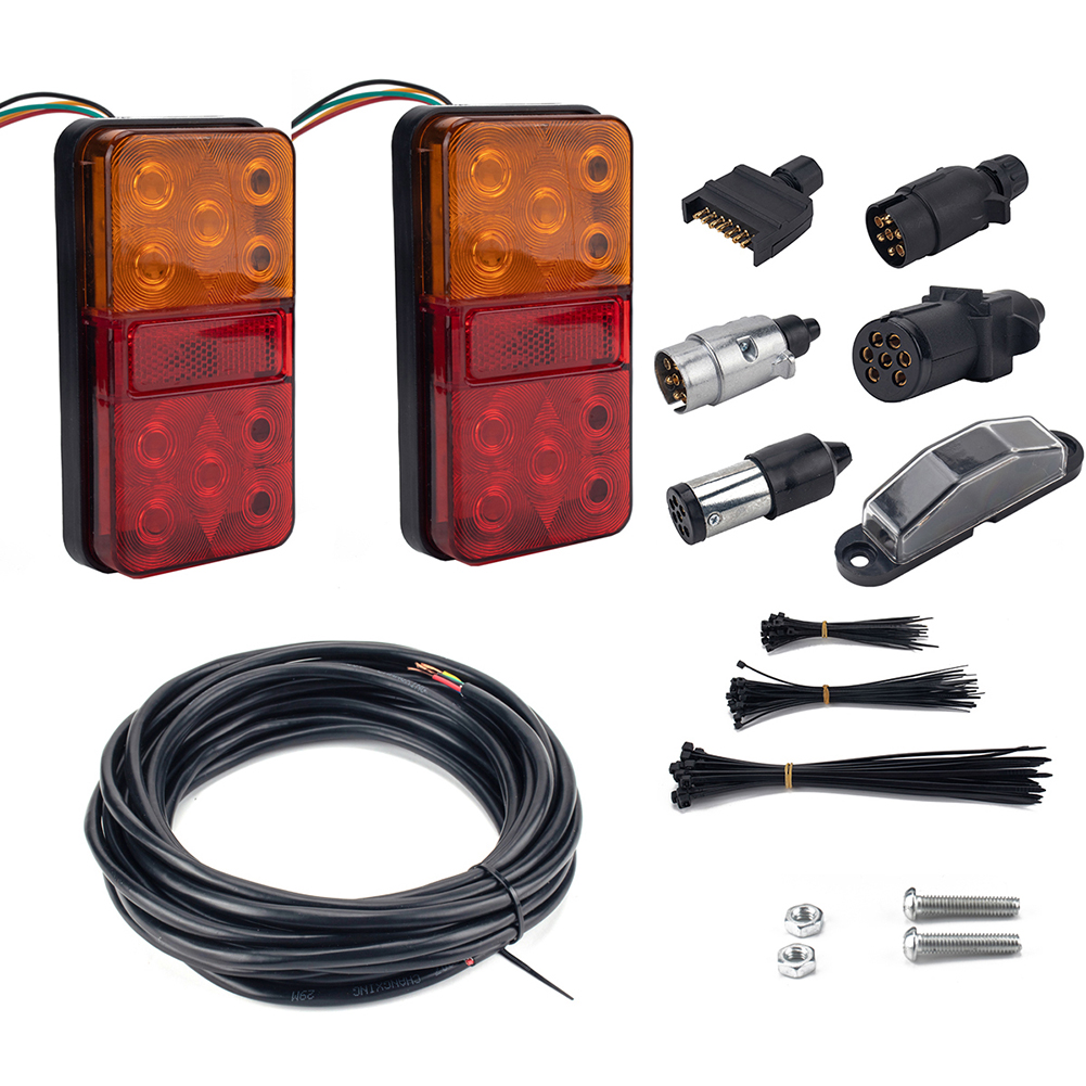 

10 LED Trailer Tail Lights 8m 5-Core Wire Rear License Plate Light Plug Kit, 501 Original