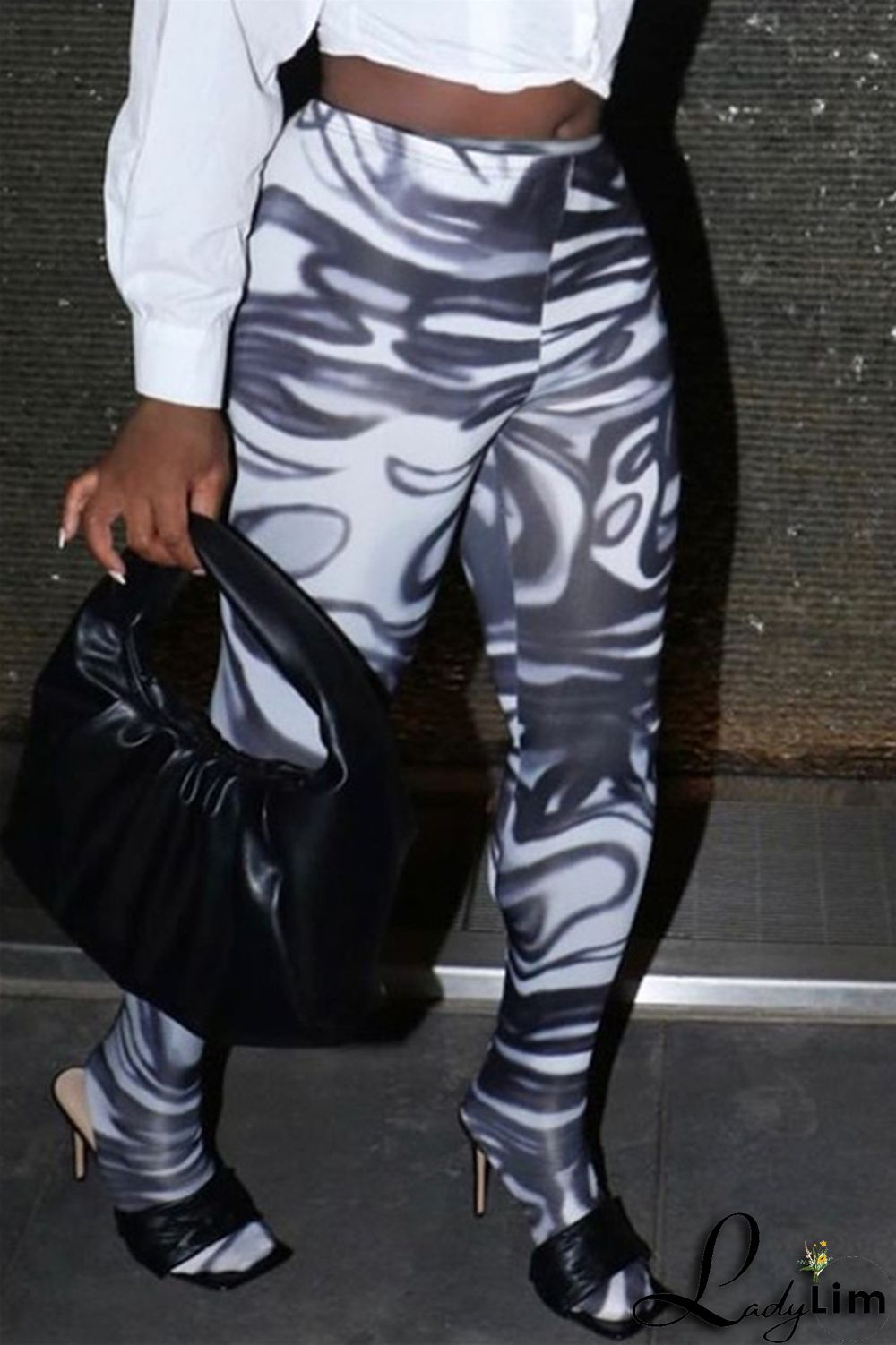 Green Fashion Casual Print Basic Skinny High Waist Pencil Trousers