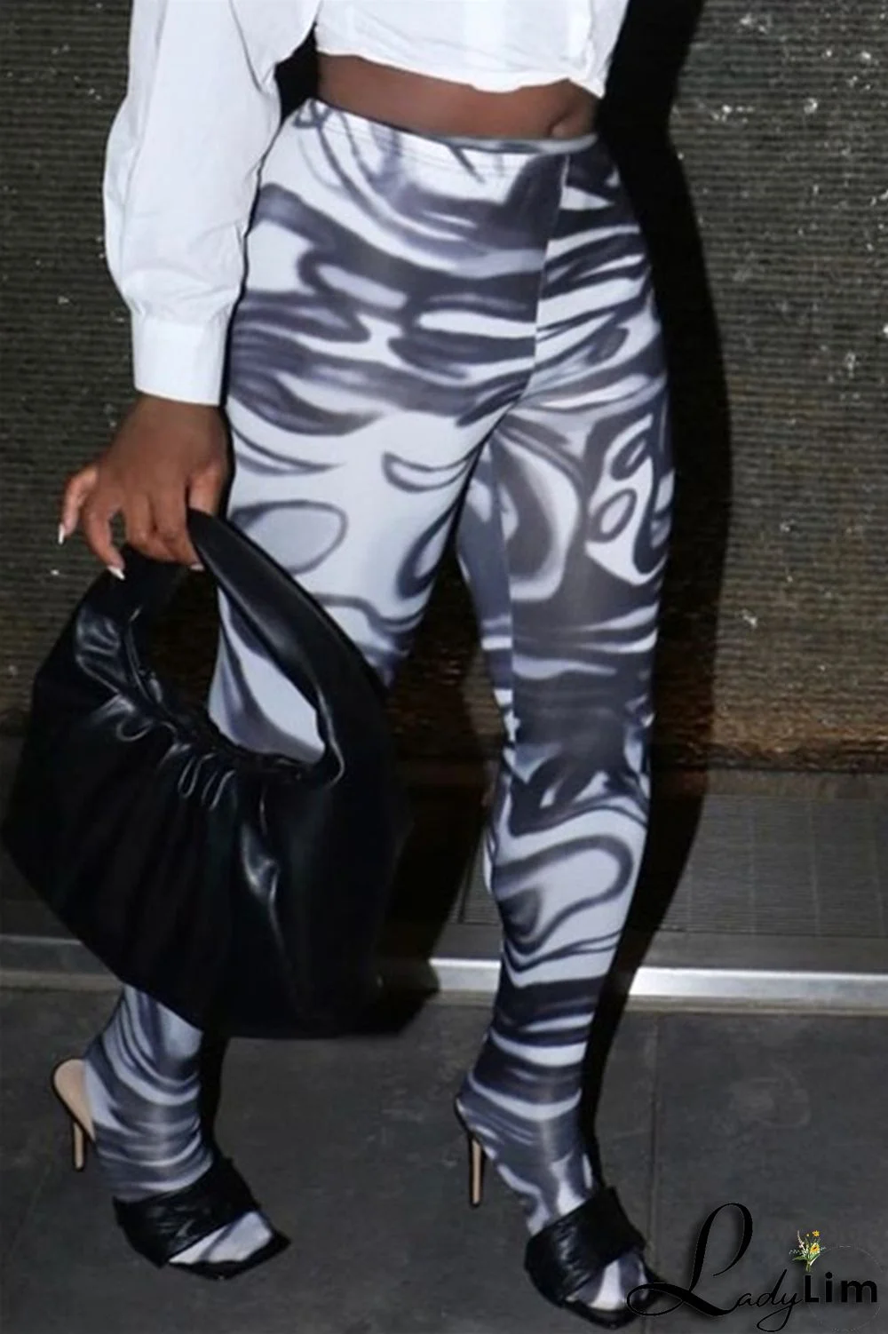 Green Fashion Casual Print Basic Skinny High Waist Pencil Trousers