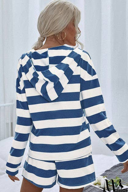 MidiSono - V Neck Striped Long Sleeve 2 Pieces