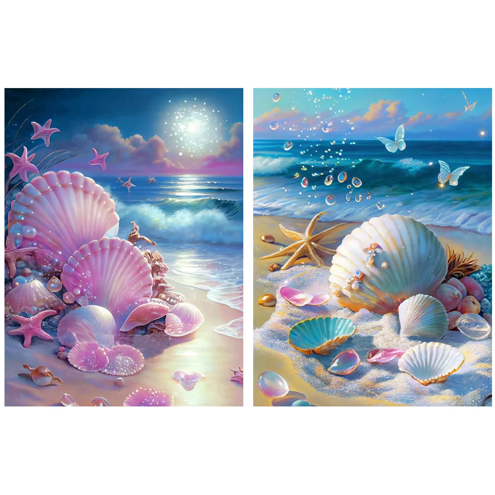 2pcs Diamond Painting - Full Round Drill - Fantasy Shells(Canvas|30*40cm)
