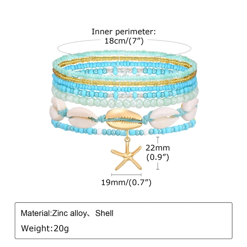 Hawaiian Vacation Beach Shell 18K Gold Plated Alloy Plastic Shell Bracelets