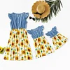 Family Dresses Print Stitching Denim Tank Dress