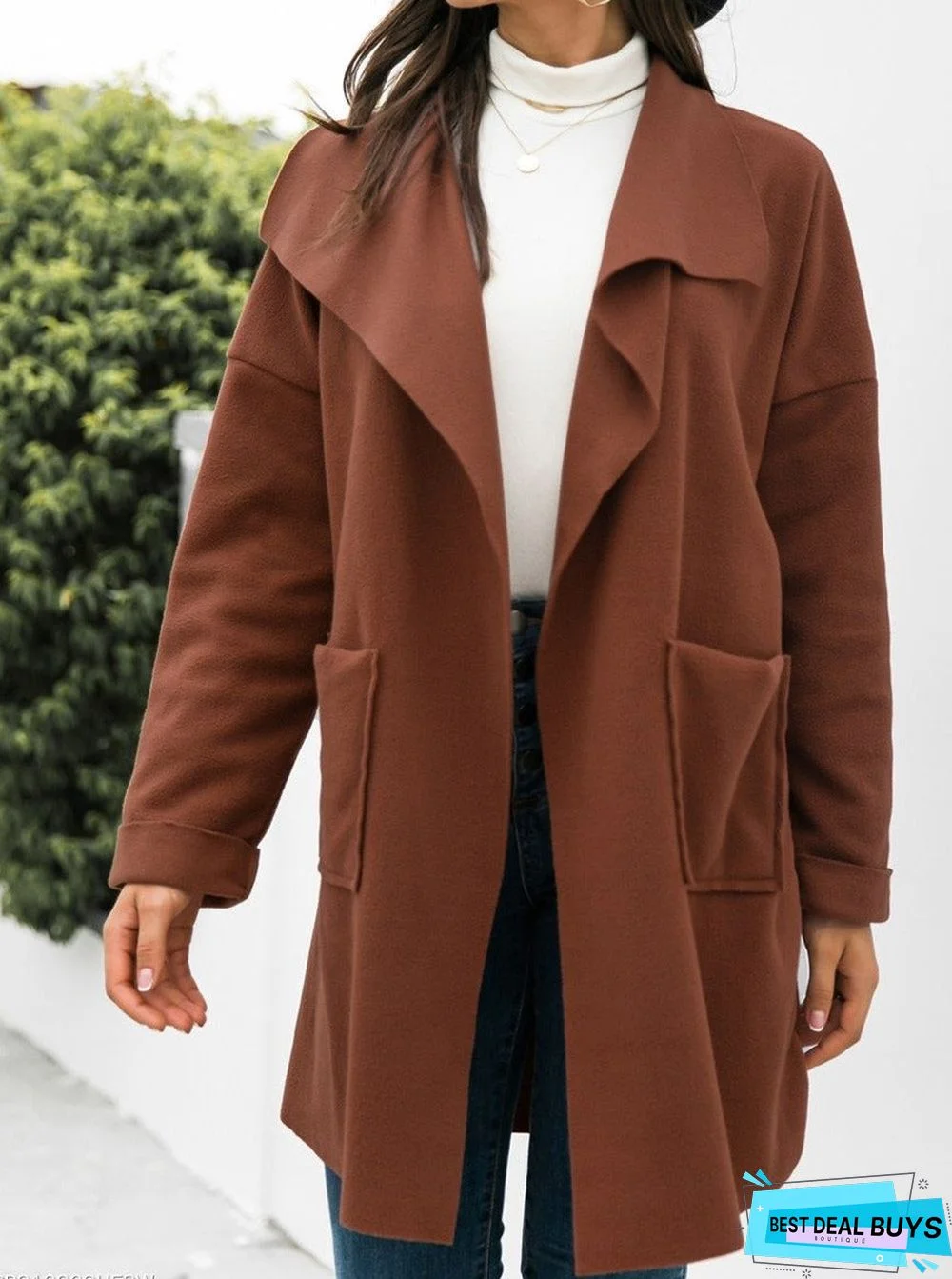 Casual Solid Color Lapel Long Sleeve Coat
