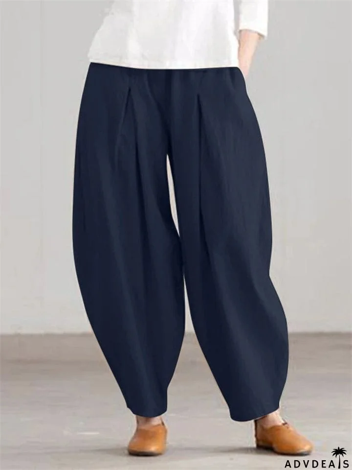 Simple Casual Women's Summer Elastic Waist Harem Pants
