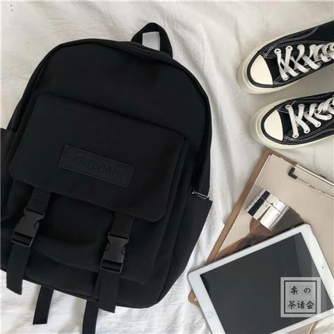Backpacks Women Patchwork Fashion Canvas Chic Solid Preppy Teens Backpack Harajuku Simple Travel Bag Ulzzang Ins All-match New