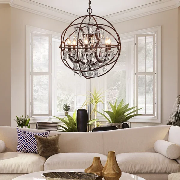 Rustic Clear Crystal Metal Orb Chandelier JOSENART Josenart
