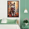 Diamond Painting-DIY Full Round Drill Wolf in Maple Leaf(40*60CM）
