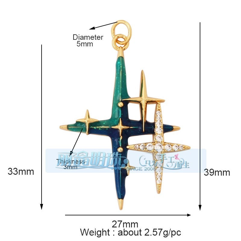 1 Piece 15 * 21mm 18 * 23mm 9*16mm Copper Zircon Sun Star Lightning Pendant Jewelry Accessories