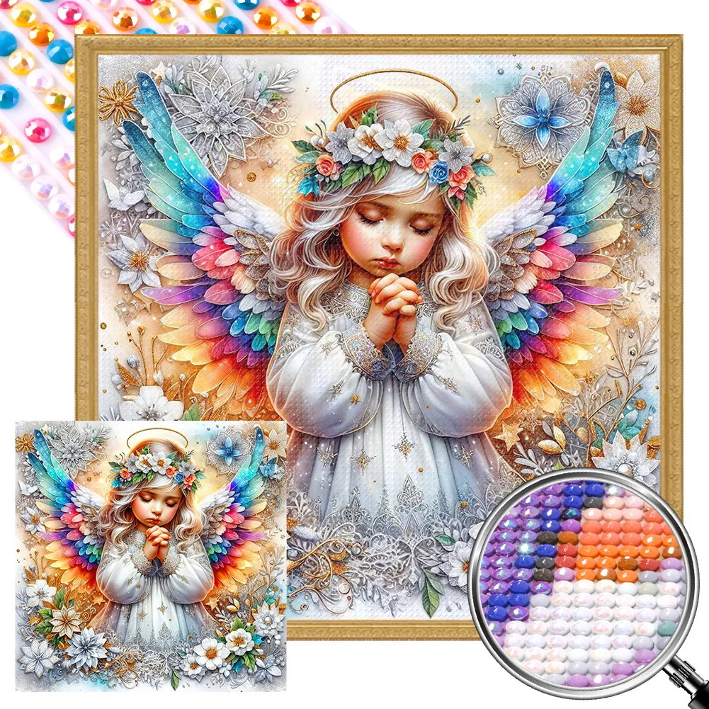 Full Round Partial AB Diamond Painting - Girl with Wings(Canvas|35*35cm)