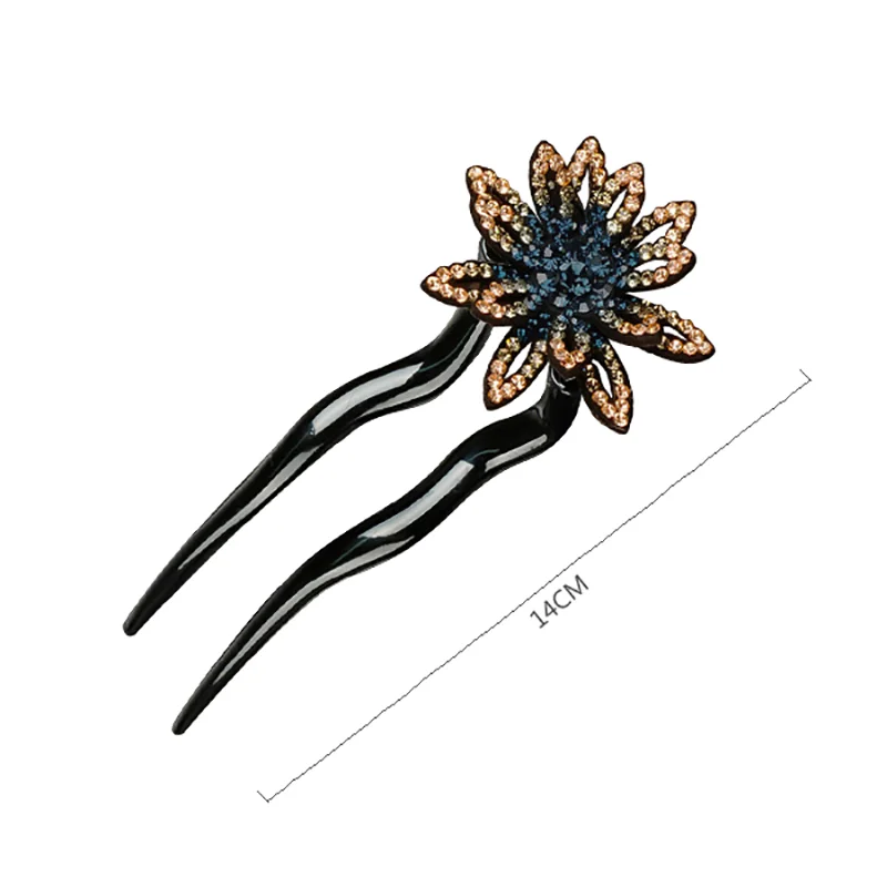 Lotus Rhinestone Versatile U-Shaped Hairpin