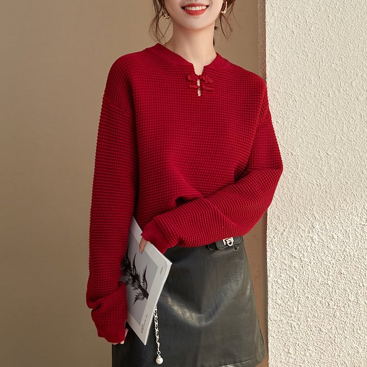 Red Shift Plain Casual Cotton-Blend Sweater