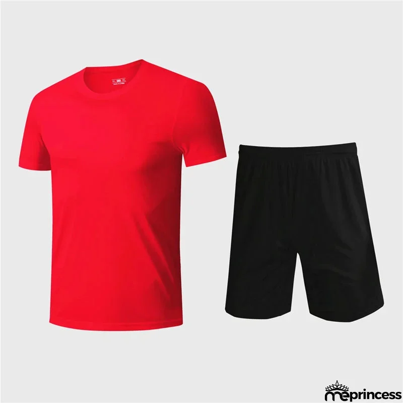 Men's Polyester Short Sleeve T-Shirt With Shorts Workout Set