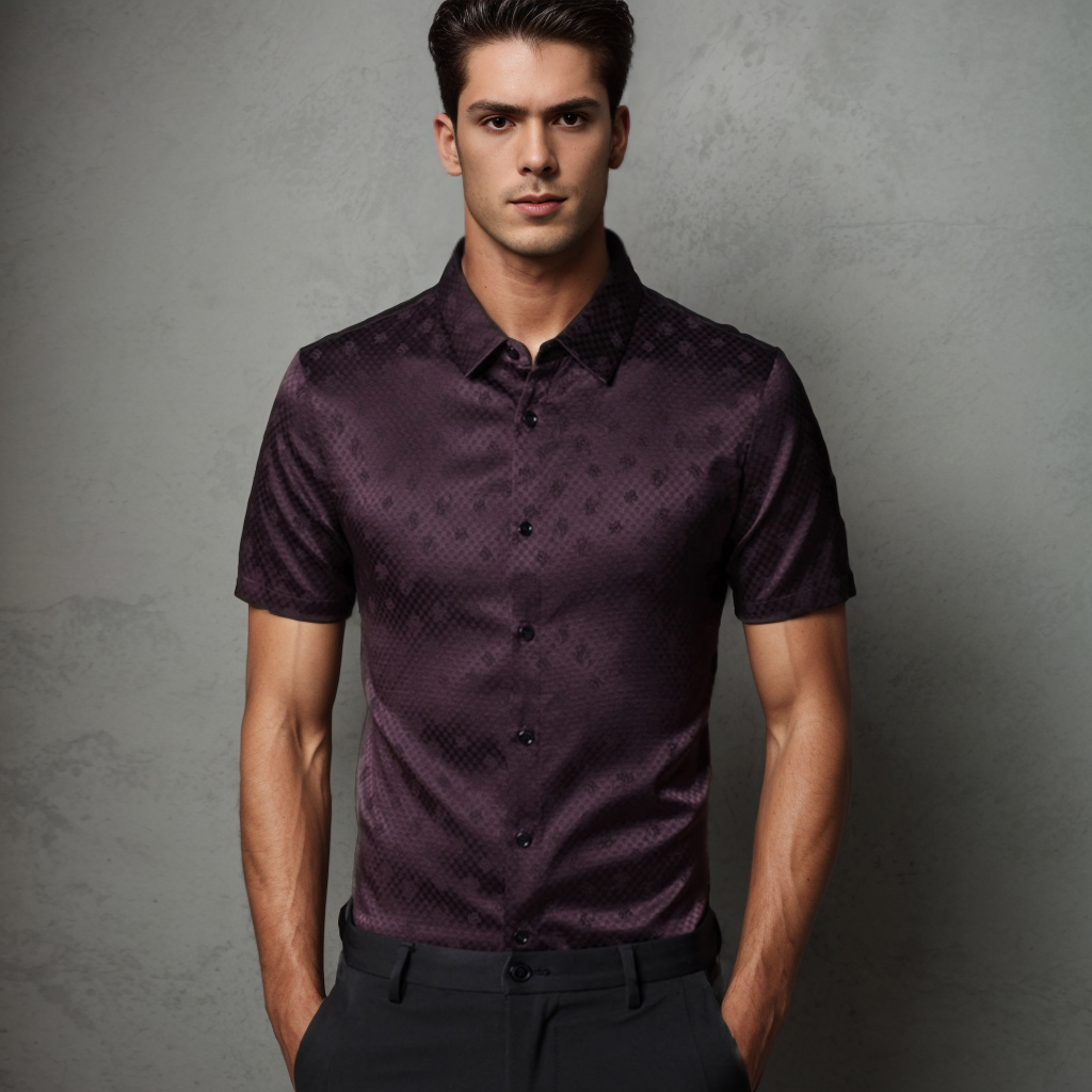 Chemises en soie pour hommes sans repassage sans plis style vintage imprimé- SOIE PLUS